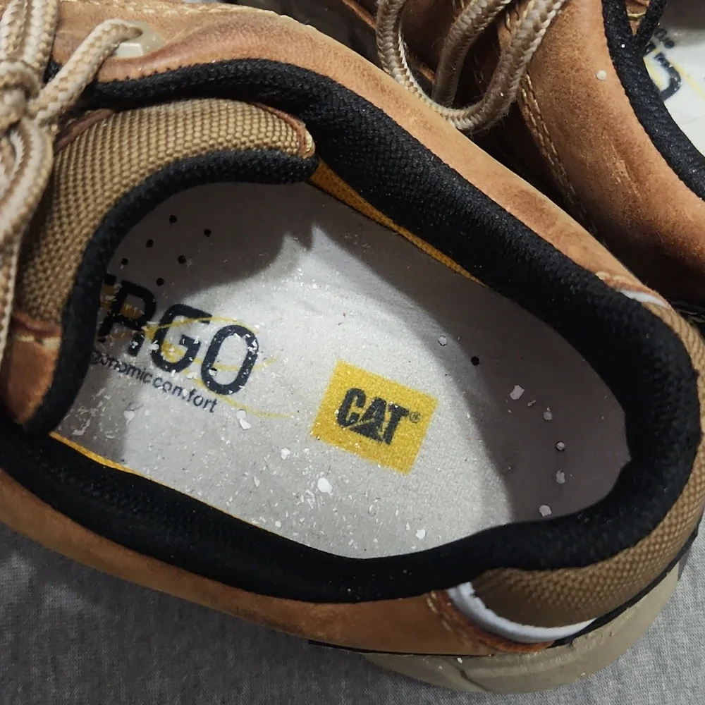 CATERPILLAR Men's Brown Leather Composite Toe Work Shoes Sneakers Low-Top Boots - Picture 15 of 17